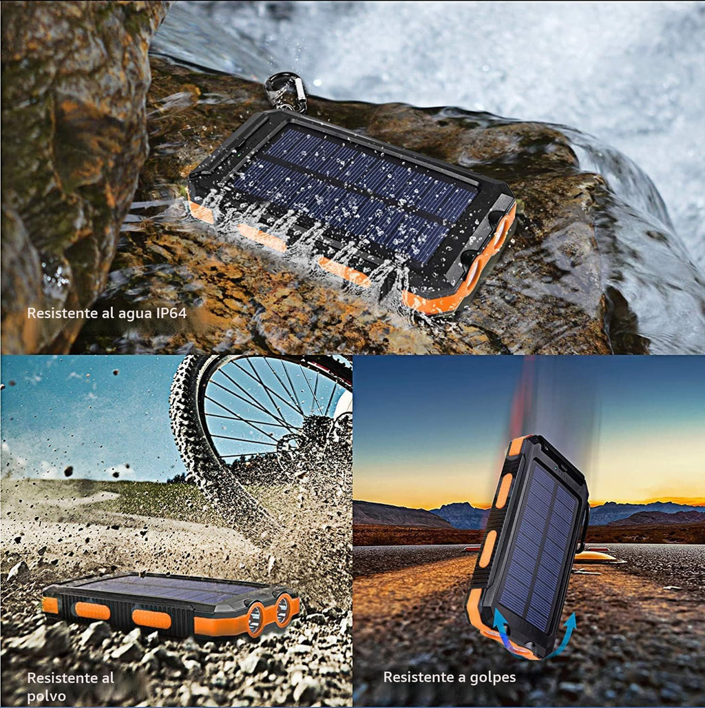 Cargador solar de 20000 mAh, cargador portátil con 4 cables integra...
