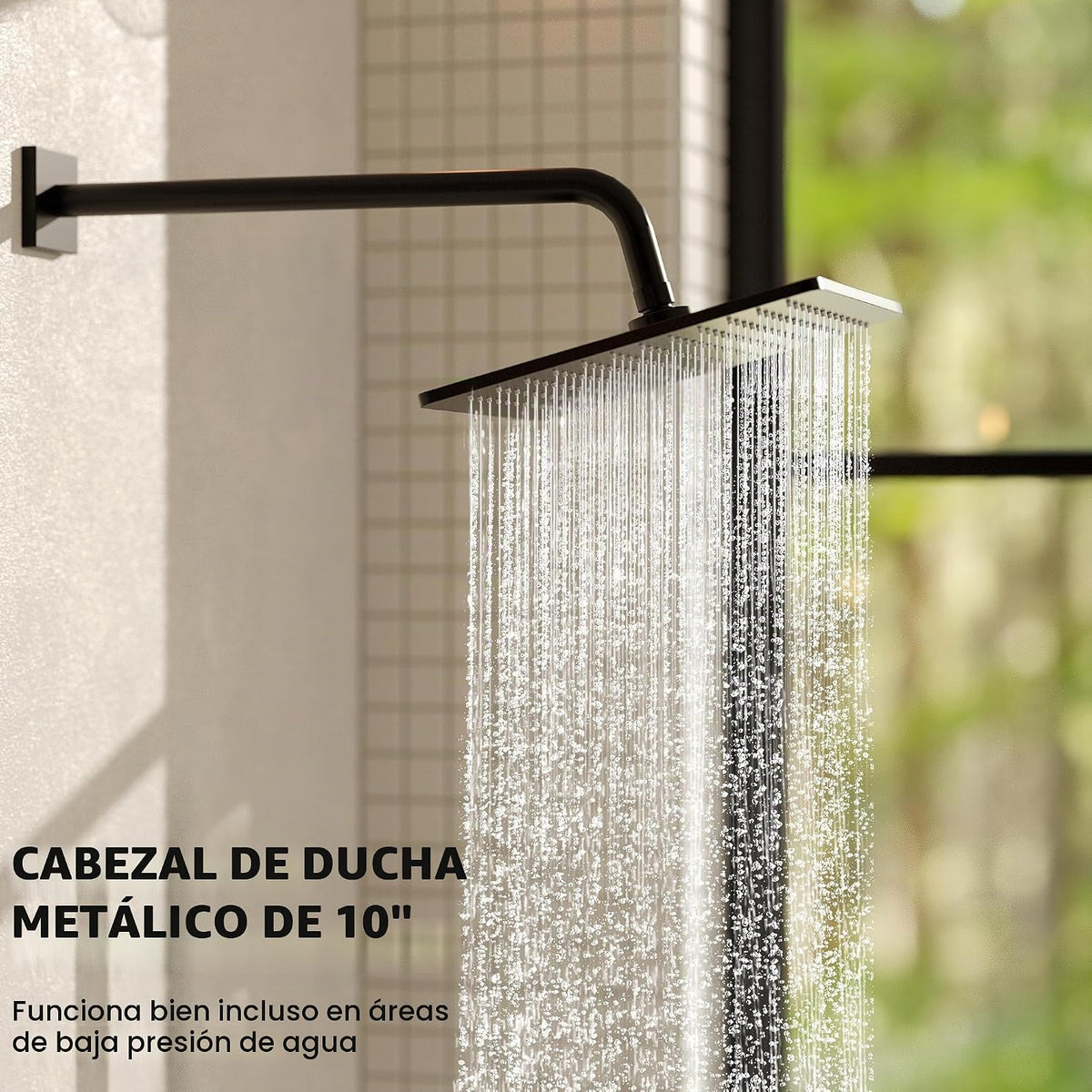 Esnbia Sistema de ducha termostático negro, juego de grifo de ducha...