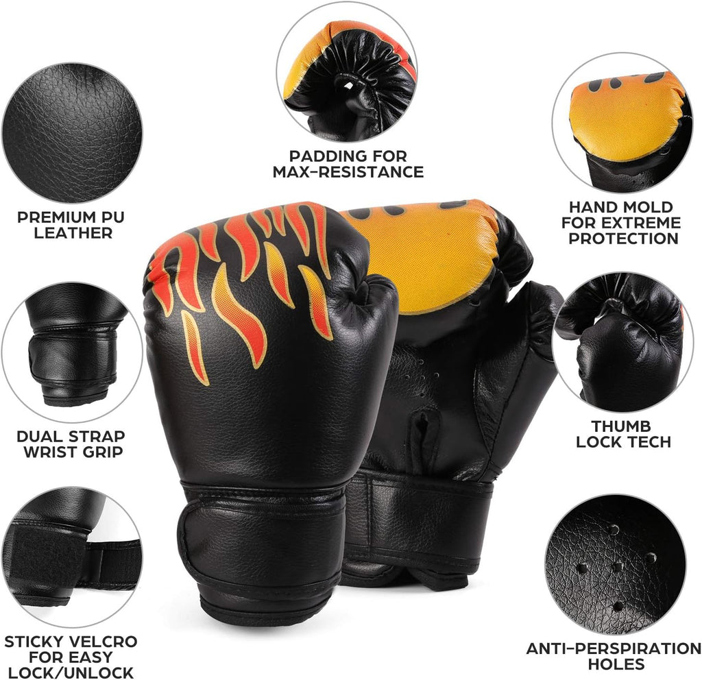 Odoland Juego de guantes de boxeo y guantes de boxeo 2 en 1 para ni...