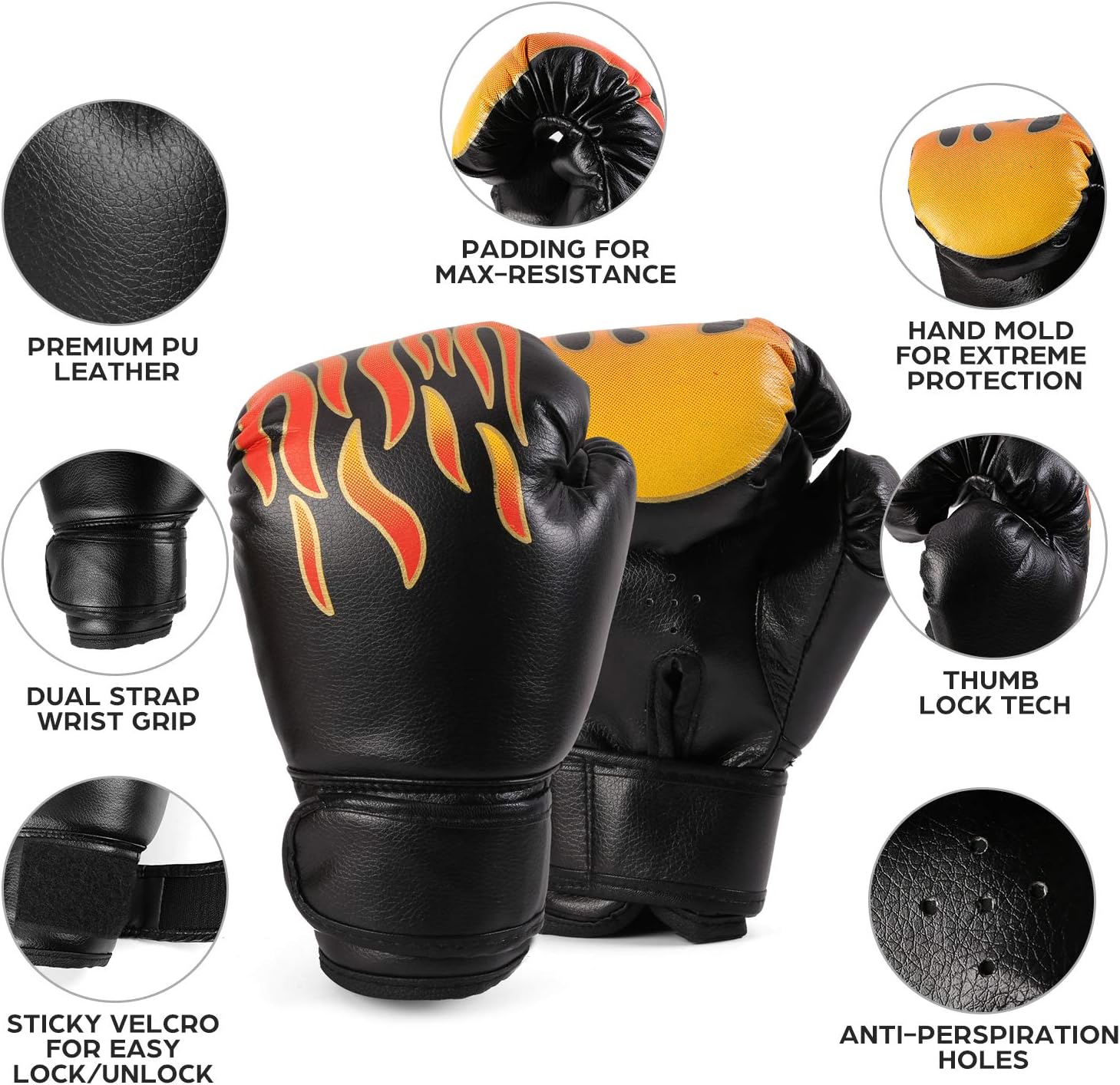 Odoland Juego de guantes de boxeo y guantes de boxeo 2 en 1 para ni...