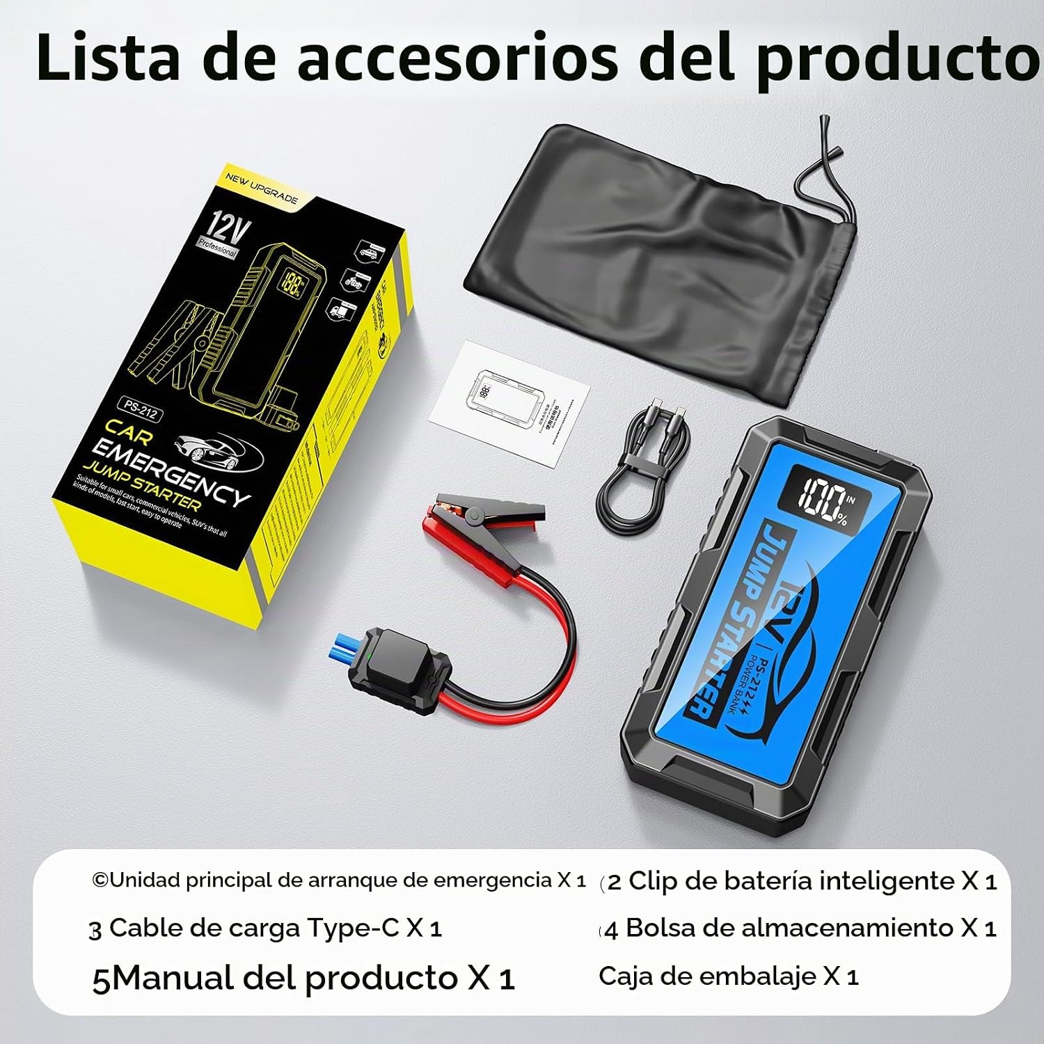 Arrancador de coche de 8000 A, batería de arranque de 12 V (todo ga...