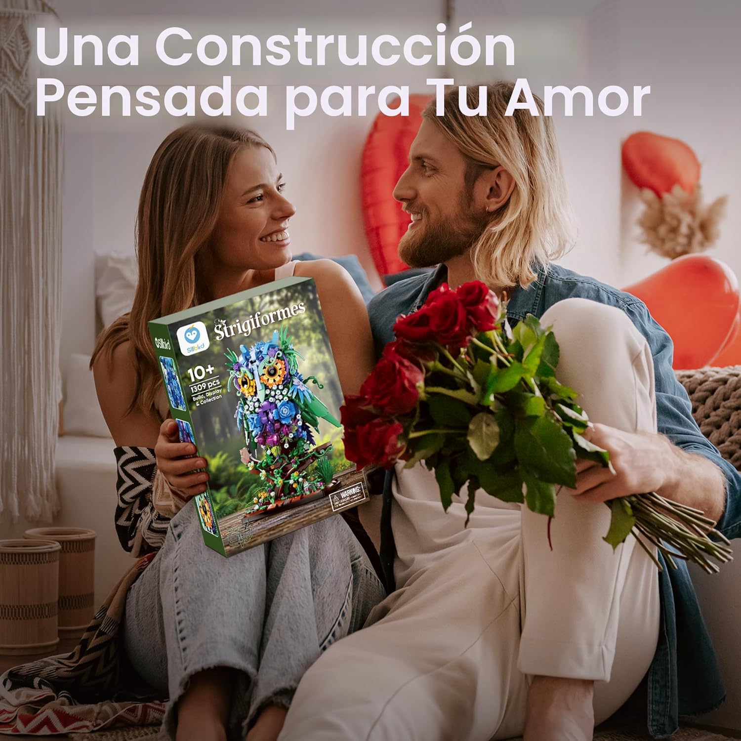 Sillbird Juego de construcción de búho de flores para adultos, rega...