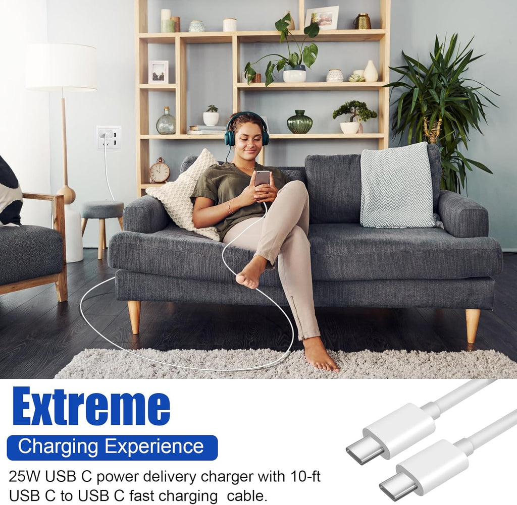 Samsung - Paquete de 2 cargadores rápidos USB C de 10 pies de largo...