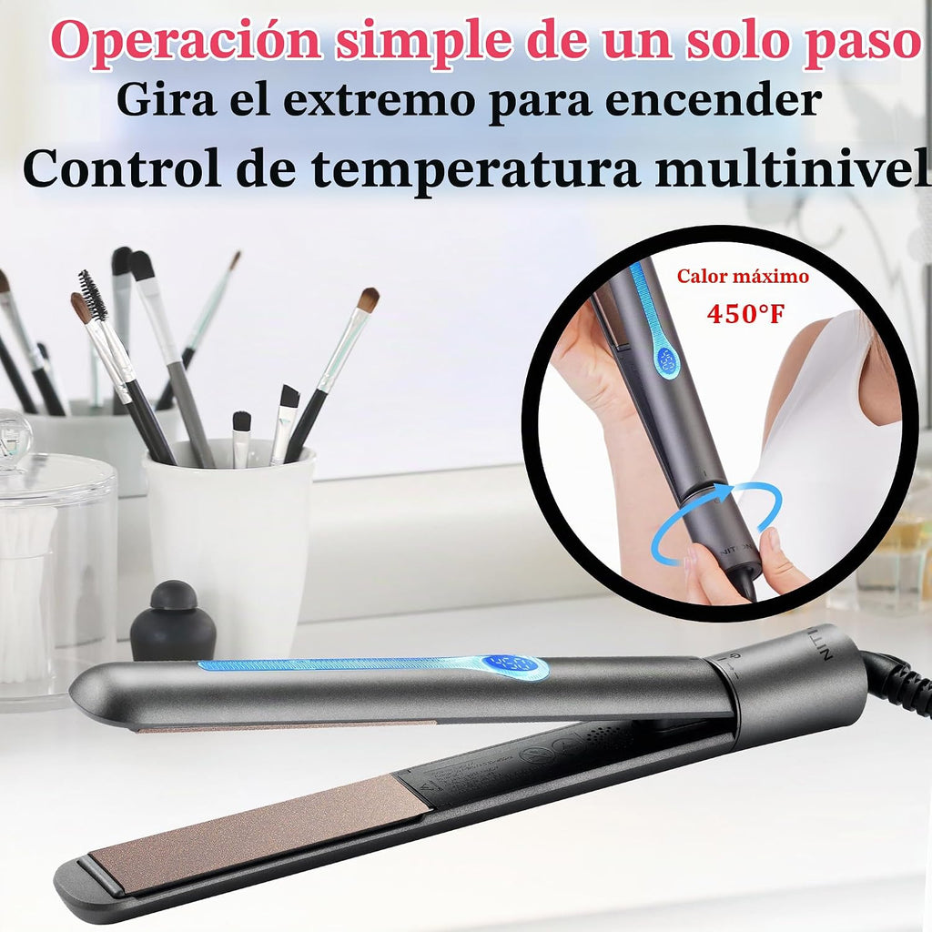 NITION Plancha de pelo de cerámica turmalina LCD. Plancha plana MCH...
