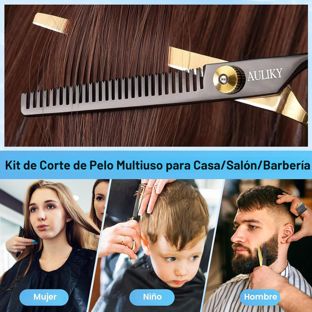 AULikY Juego de tijeras de corte de pelo, 15 piezas de tijeras prof...