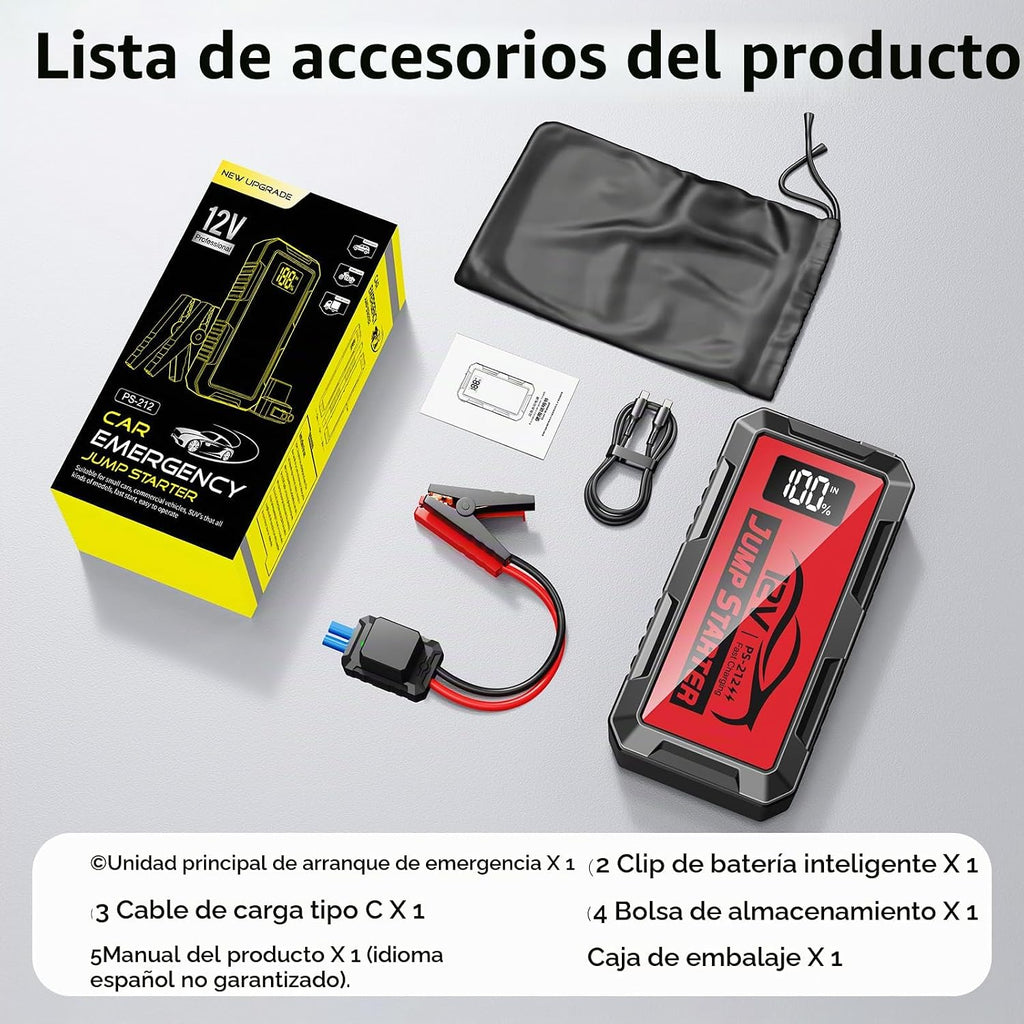 Arrancador de coche de 8000 A, batería de arranque de 12 V (todo ga...