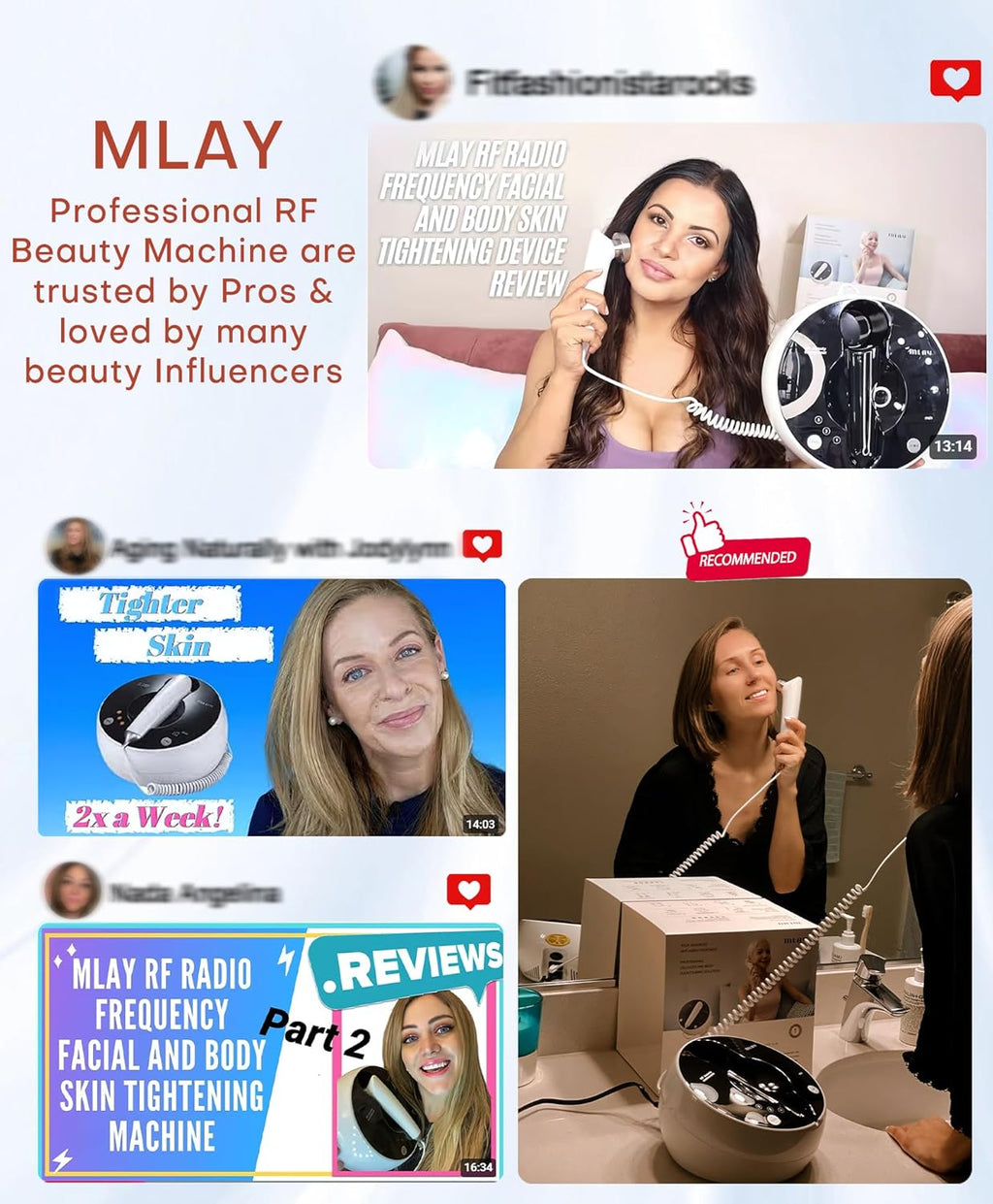 MLAY Máquina profesional de belleza RF, máquina facial de radiofrec...