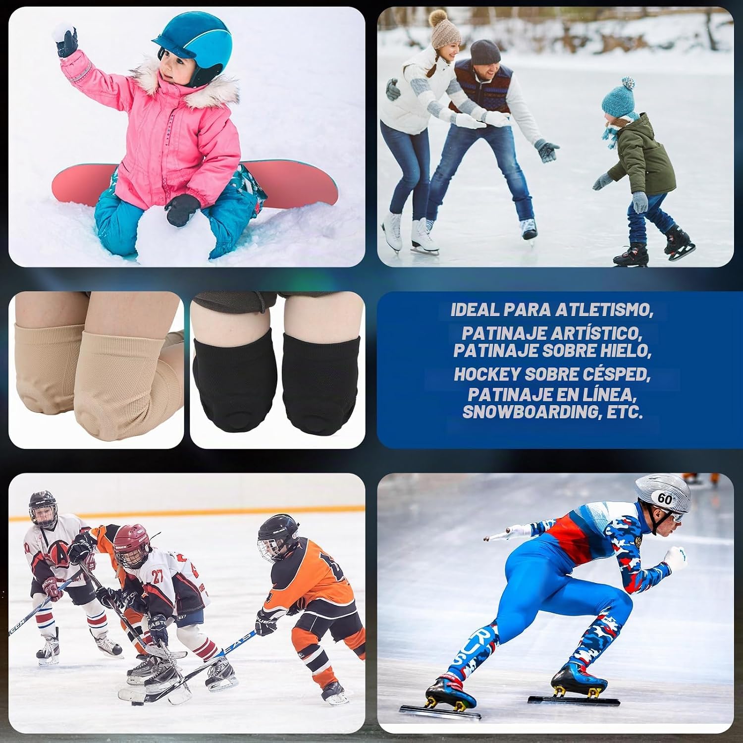 Shappy 2 Pares de Rodilleras para Patinaje sobre Hielo con Gel para...