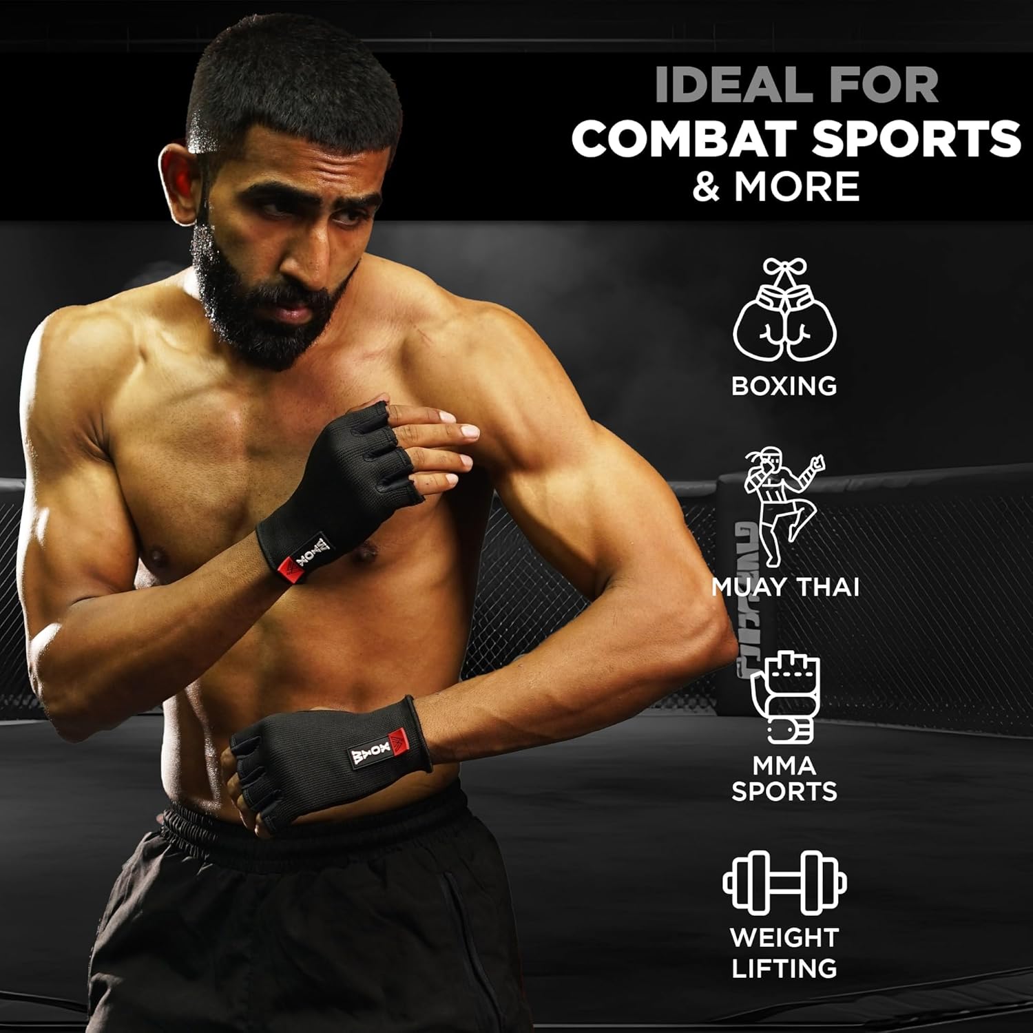 WYOX Guantes interiores para boxeo y kickboxing, soporte elástico p...