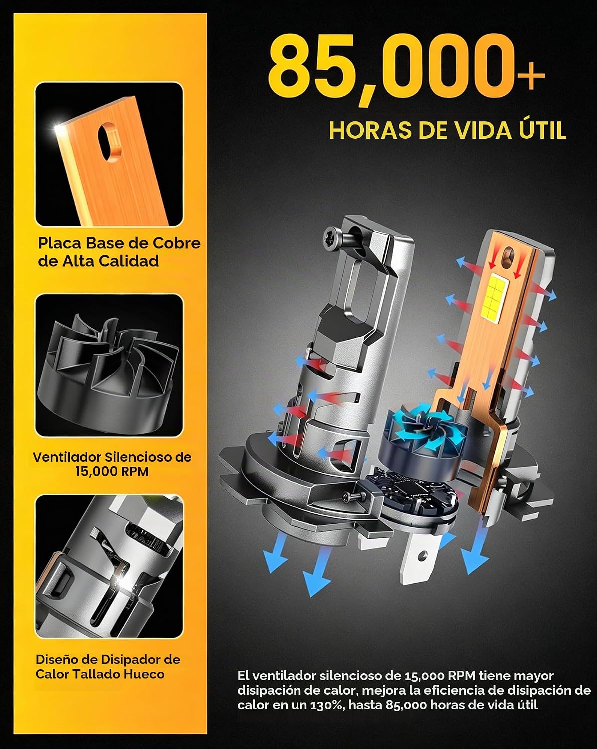 FORENNER FORNNER - Bombillas H7\/H7LL, 100000 lúmenes, 1300% de bri...