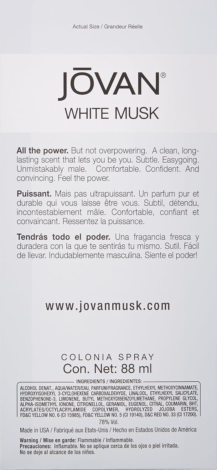 Jovan White Musk para hombres - Spray de colonia 3 onzas (Paquete d...