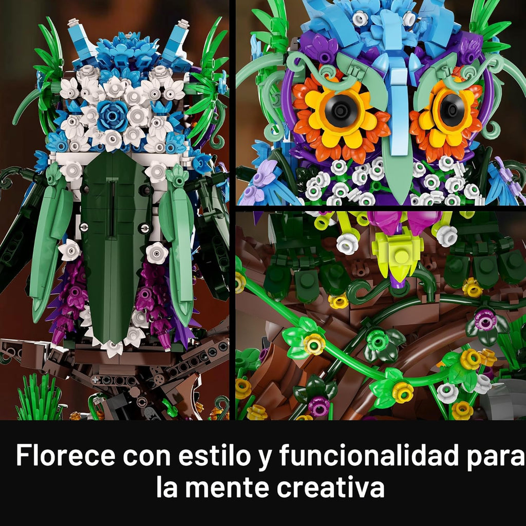 Sillbird Juego de construcción de búho de flores para adultos, rega...