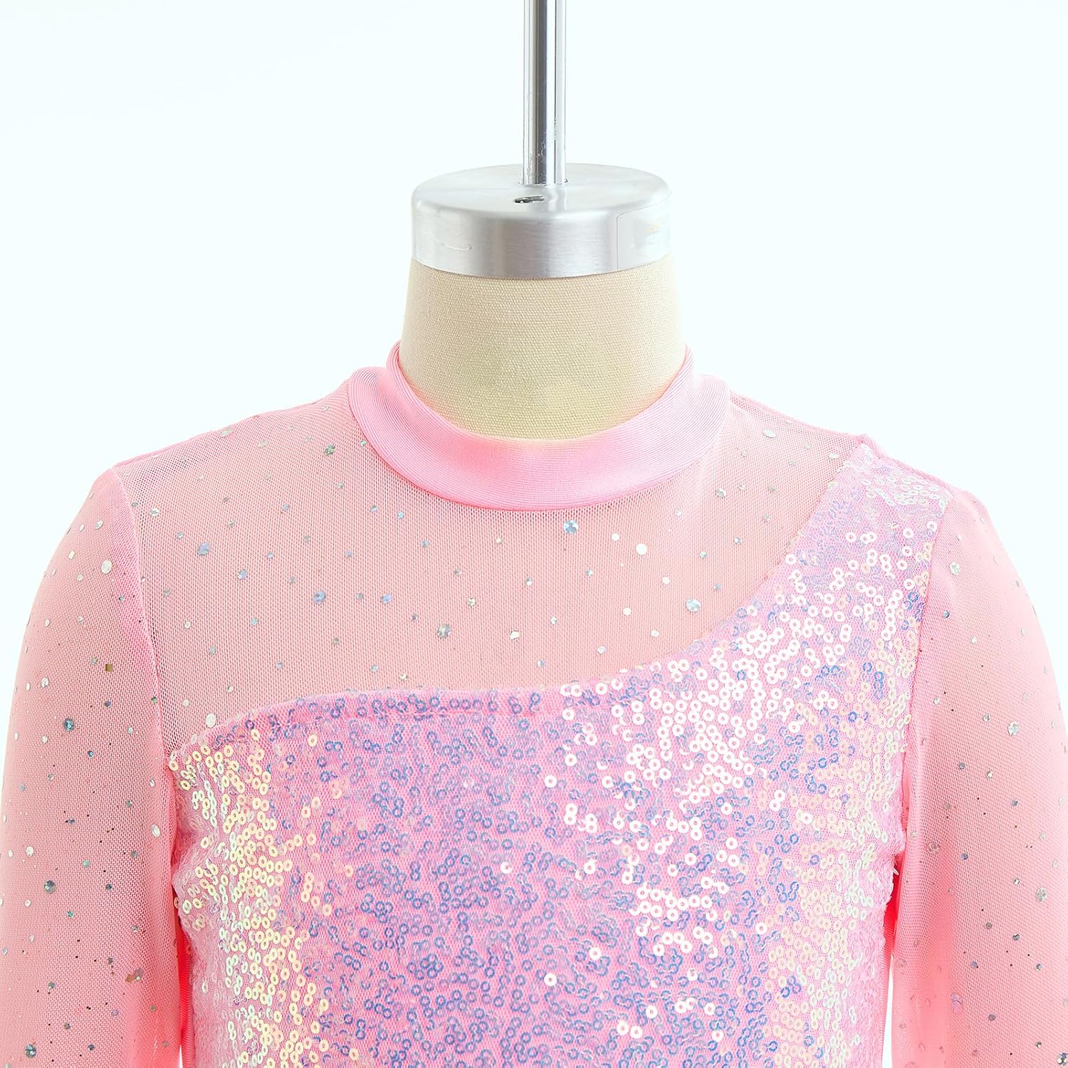 ODASDO Vestido de Patinaje Artístico para Niñas, Malla de Manga Lar...