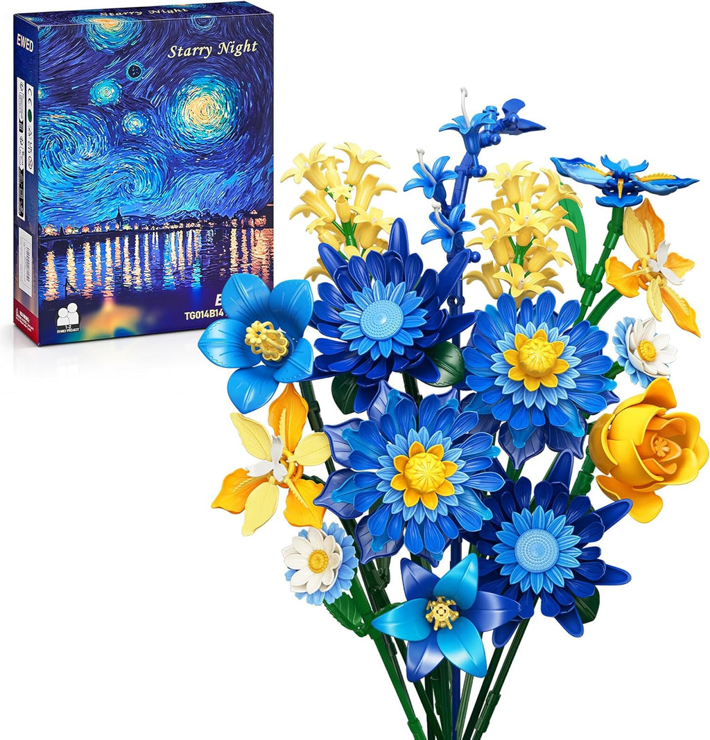 EWED Juego de ramo de flores estrelladas para adultos, flores artif...