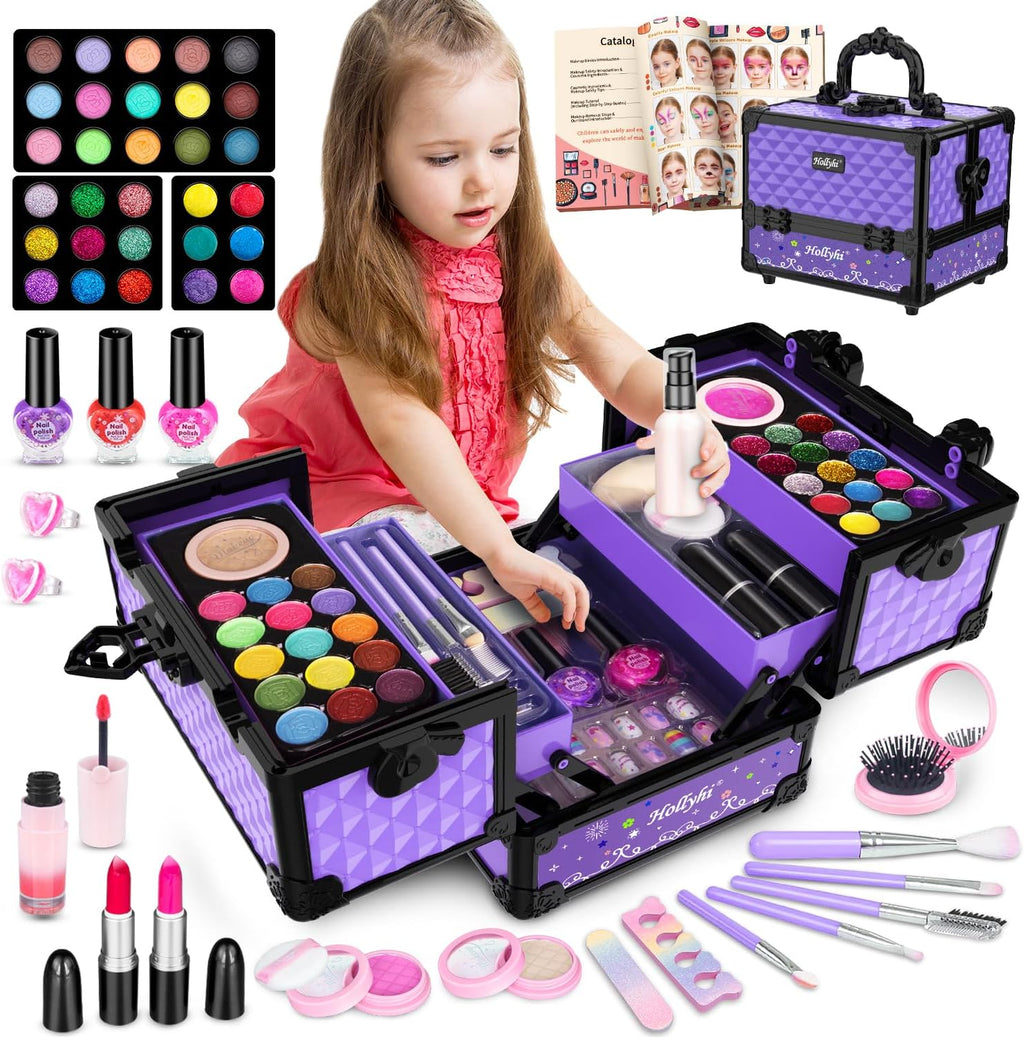 Hollyhi Juego de 59 piezas de maquillaje para niñas, juego de jugue...
