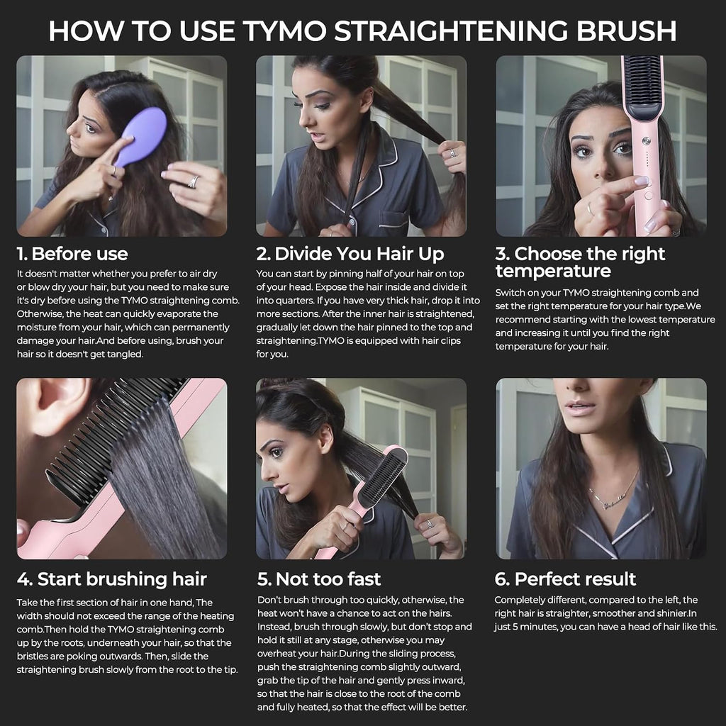TYMO Ring - Cepillo alisador de cabello con peine integrado, calent...