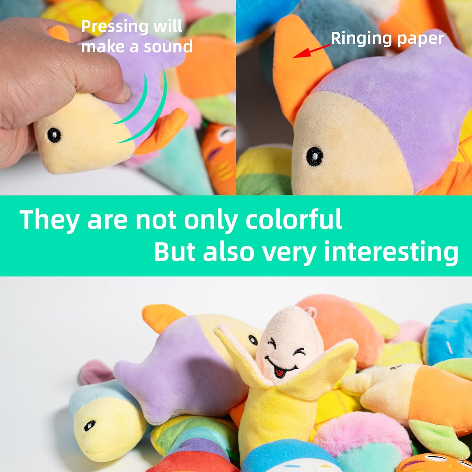 GZQKUSO Paquete de 19 juguetes chirriantes para cachorros de peluch...