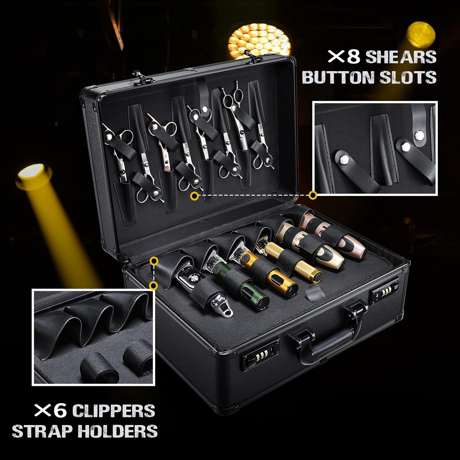 Yueieoun Estuche de accesorios de peluquero, maletín de barberos pr...