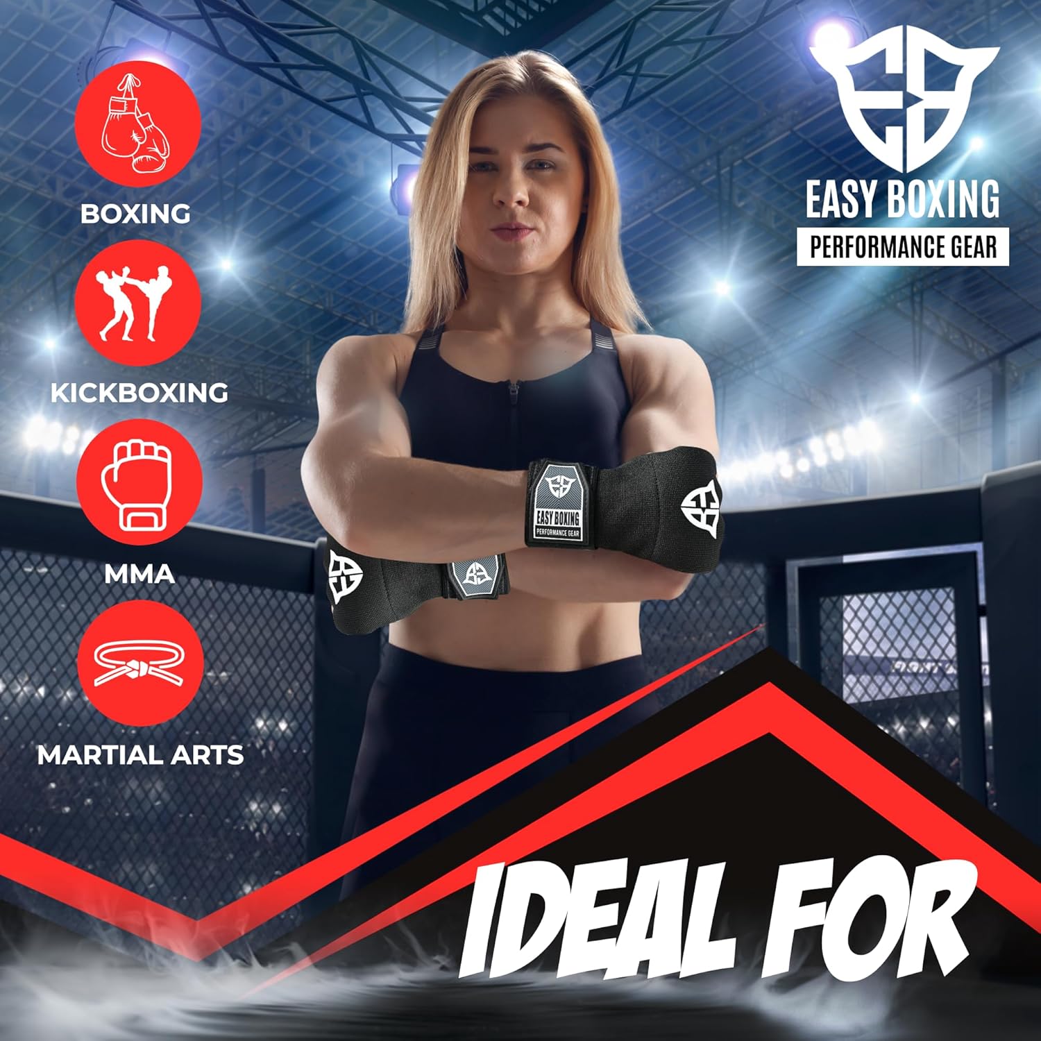 Easy Boxing Guantes interiores de gel, cierre de , muñequeras trans...