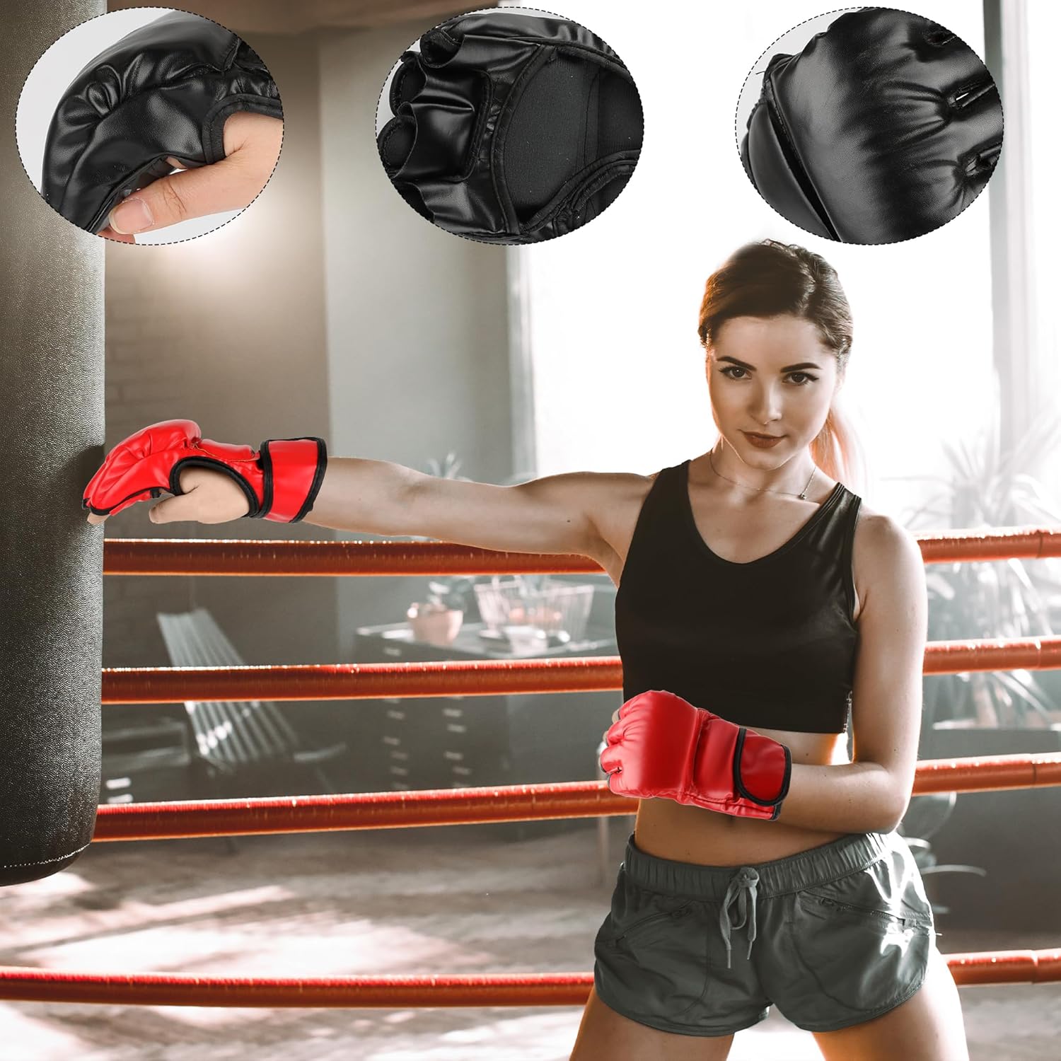 3 pares de guantes de boxeo para adultos, guantes de kickboxing, si...