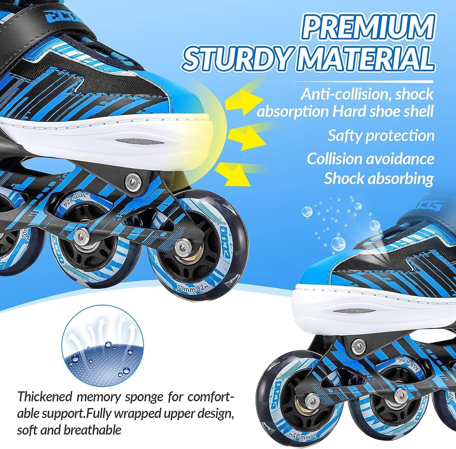 ECOO Patines en línea ajustables para niños y niñas de 5-8 y 8-12 a...