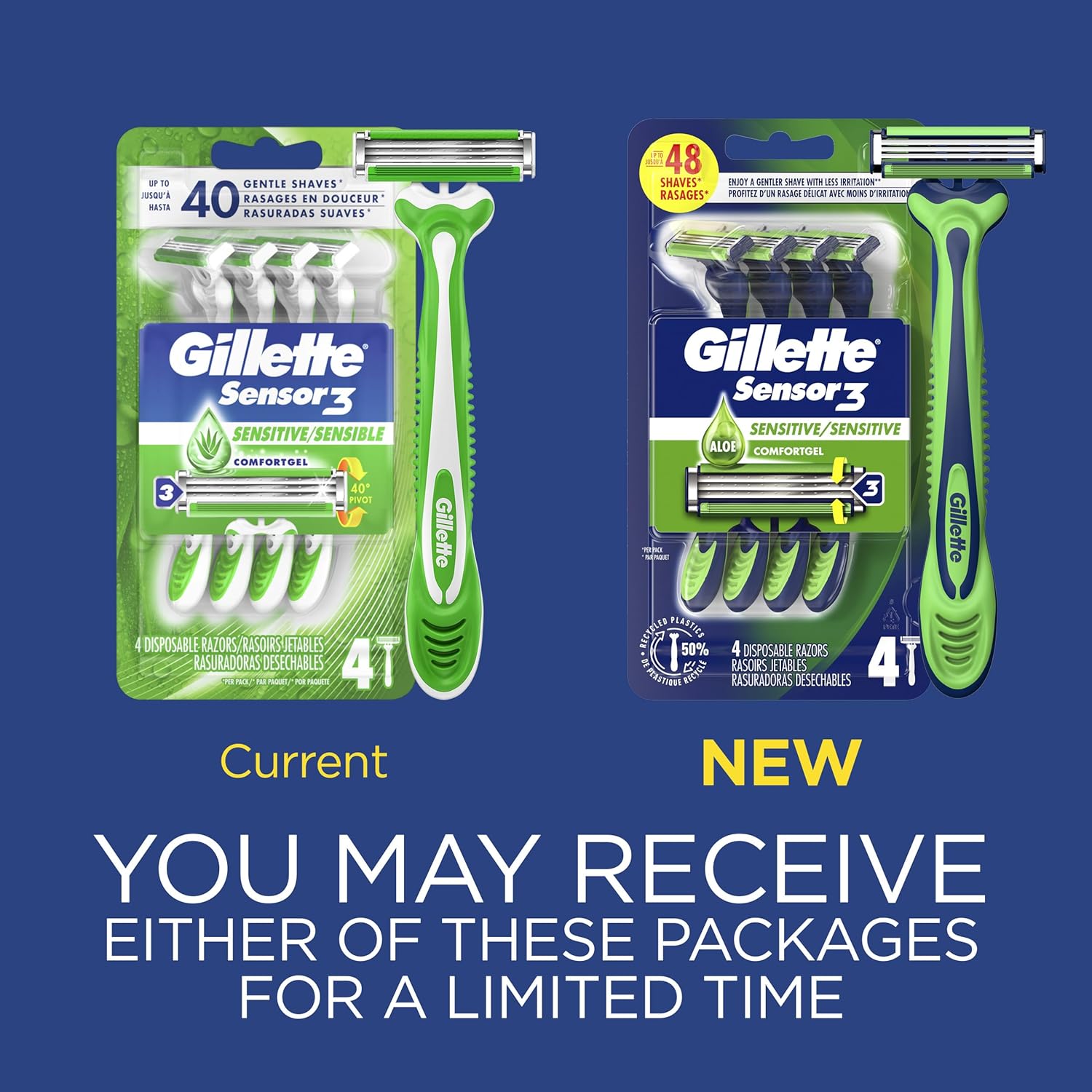 Gillette Sensor3 Sensitive - Maquinilla de afeitar desechable para...