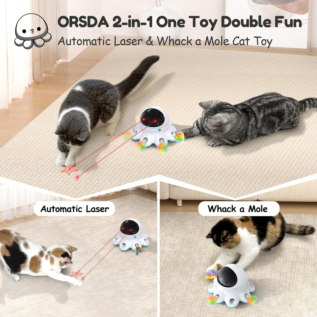 ORSDA Juguete Láser para Gatos, 2 en 1 Interactivo Automático Activ...