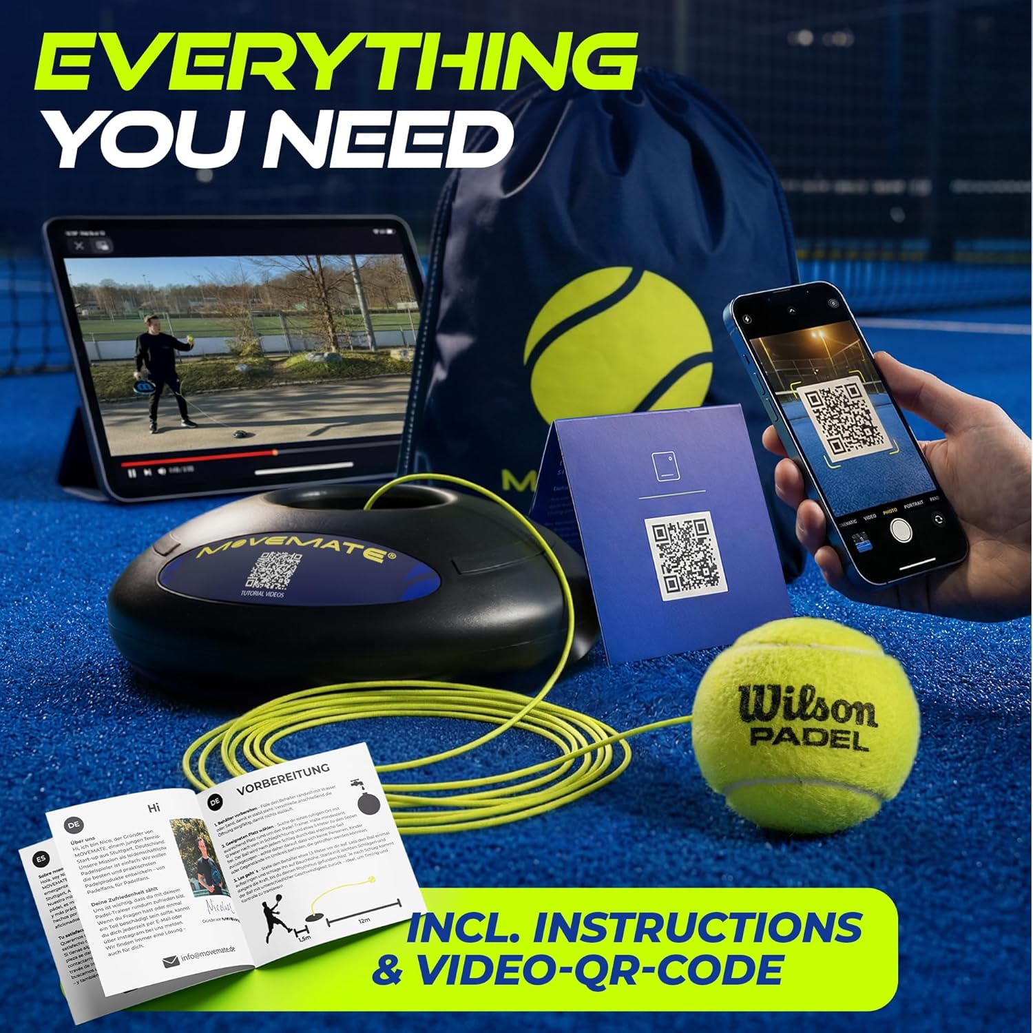 MOVEMATE Wilson® Dispositivo de Entrenamiento de Pádel Tenis con Pe...
