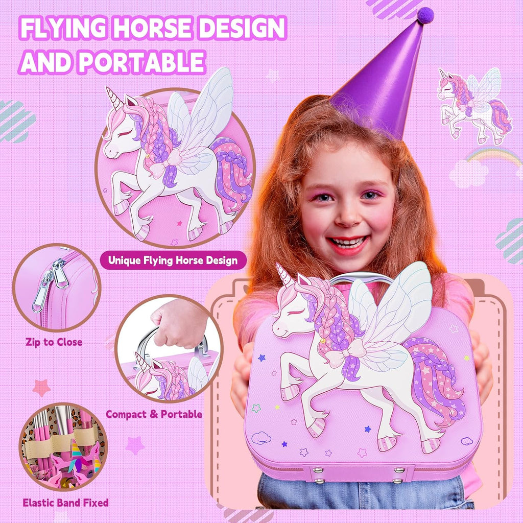 Beayuck Juego de maquillaje para niñas - Juego de juguetes de maqui...