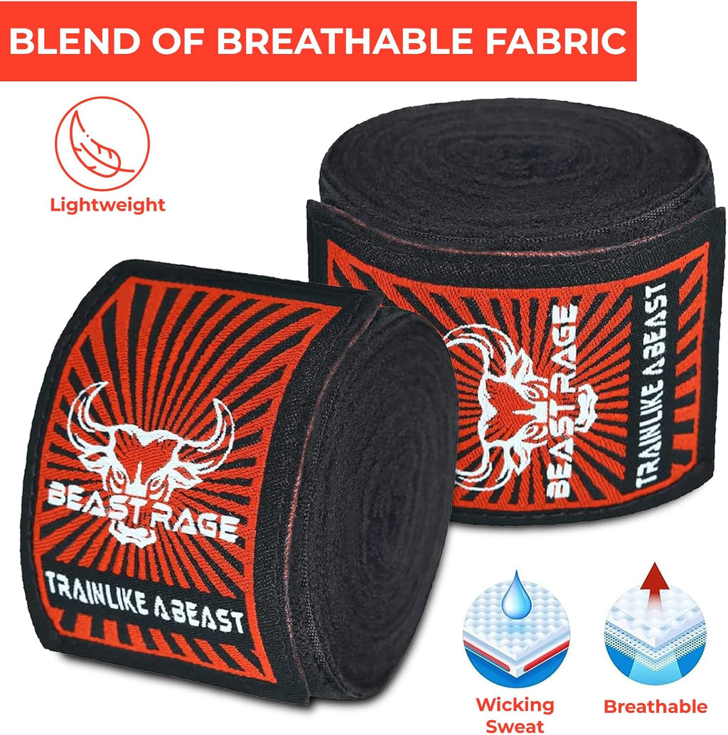 BEAST RAGE Vendas para manos de boxeo para MMA Kickboxing, muñequer...