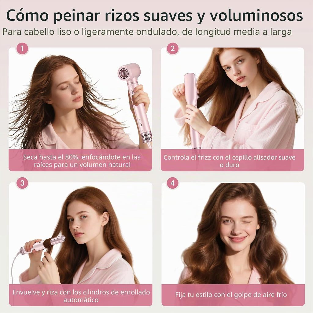 Juego de cepillo 8 en 1 para peinar el cabello y secador de pelo, s...