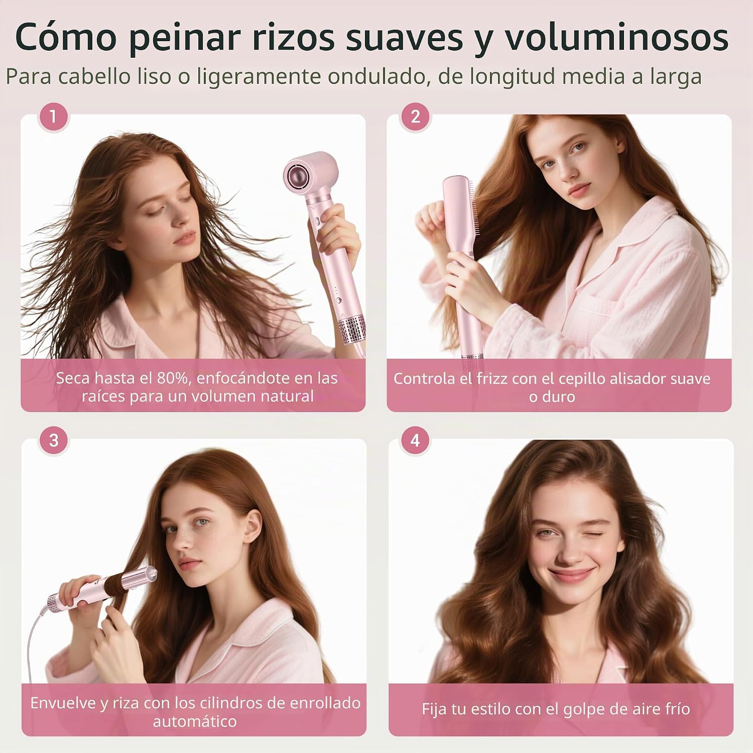 Juego de cepillo 8 en 1 para peinar el cabello y secador de pelo, s...
