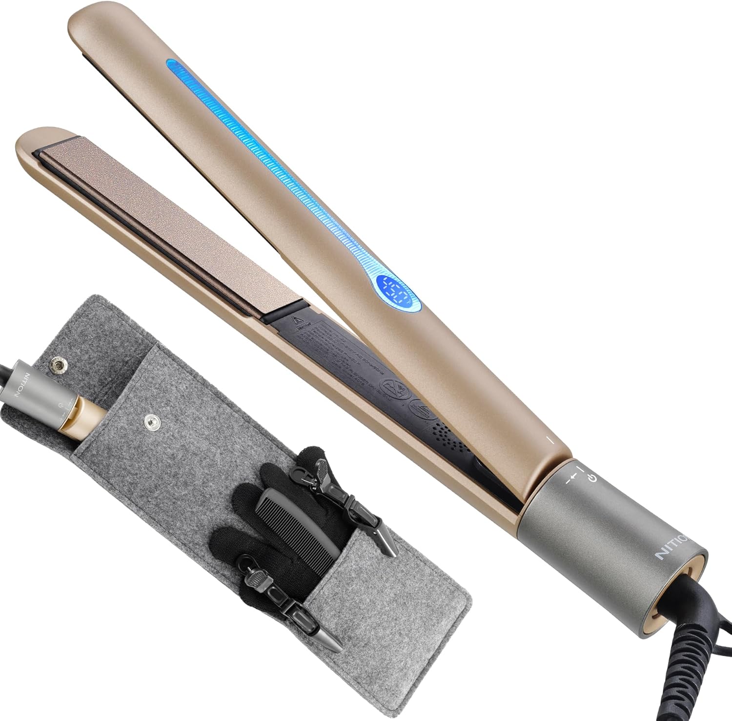 NITION - Plancha profesional de titanio para cabello, para un estil...