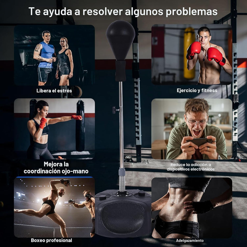 Stiatu Saco de Boxeo con Soporte, Saco de Boxeo Pesado, Barra Refle...