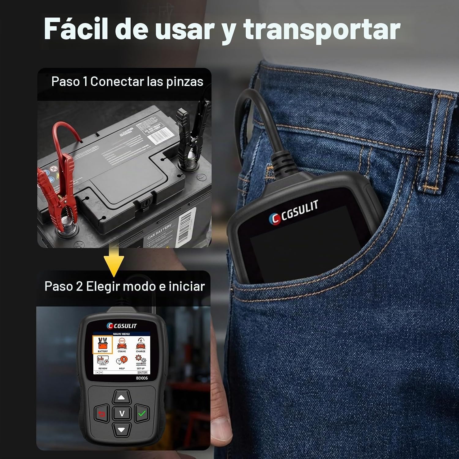 Probador de batería de automóvil 12V\/24V 20-2000CCA Probador de ca...