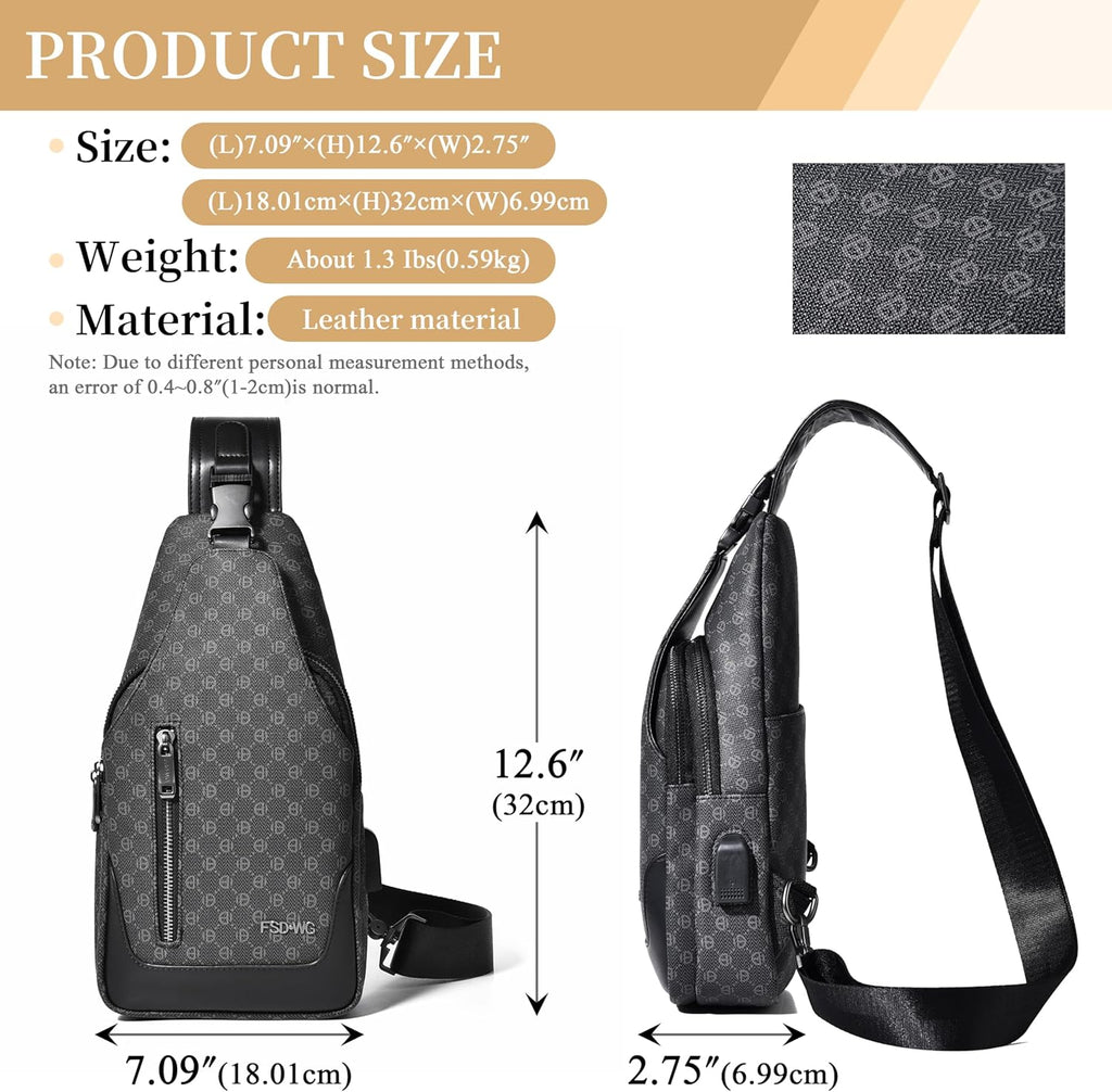 FSD WG - Mochila de hombro para hombres, bolsa de pecho, bandolera,...