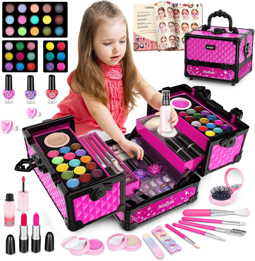 Hollyhi Juego de 59 piezas de maquillaje para niñas, juego de jugue...