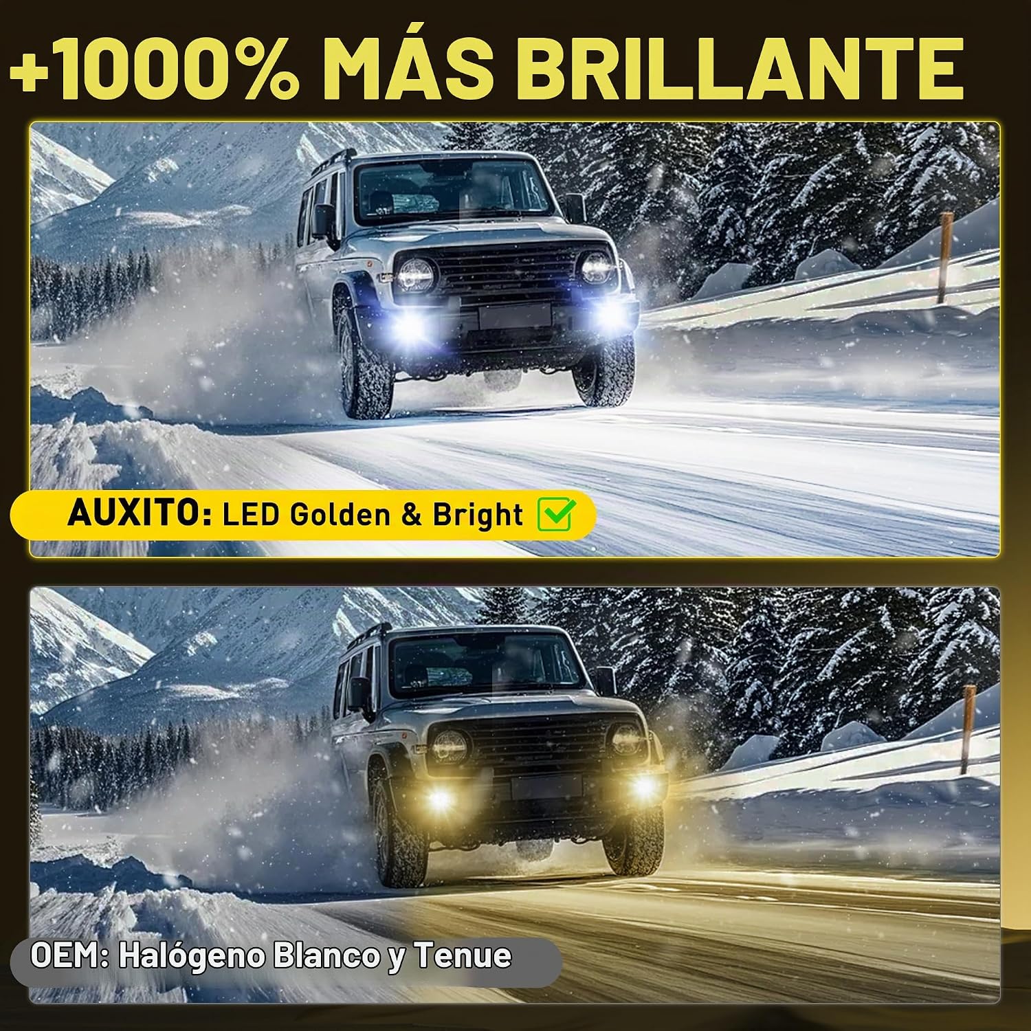 AUXITO Bombillas LED antiniebla H3, 46000LM 6500K blanco frío, 600%...