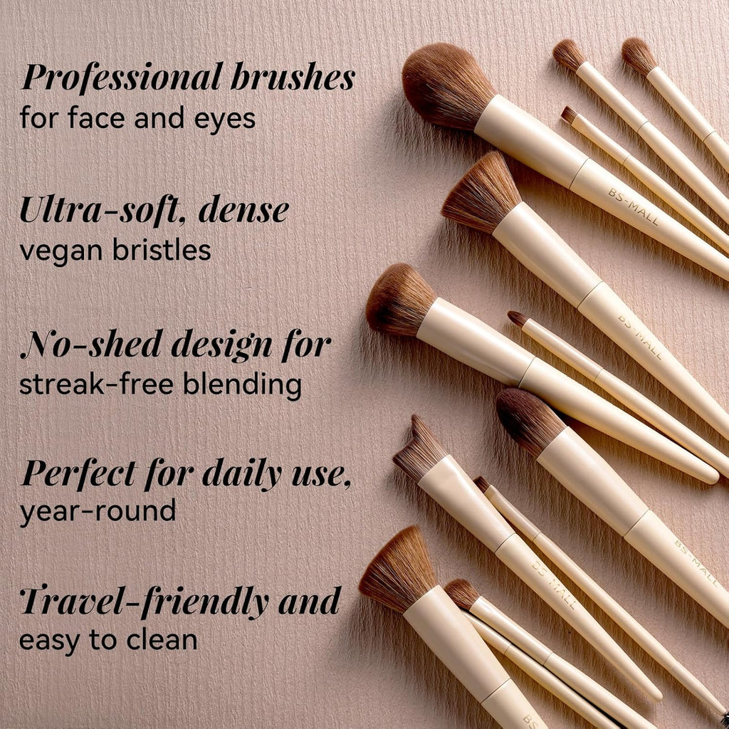 BS-MALL - Juego profesional de 18 brochas de maquillaje con cerdas...