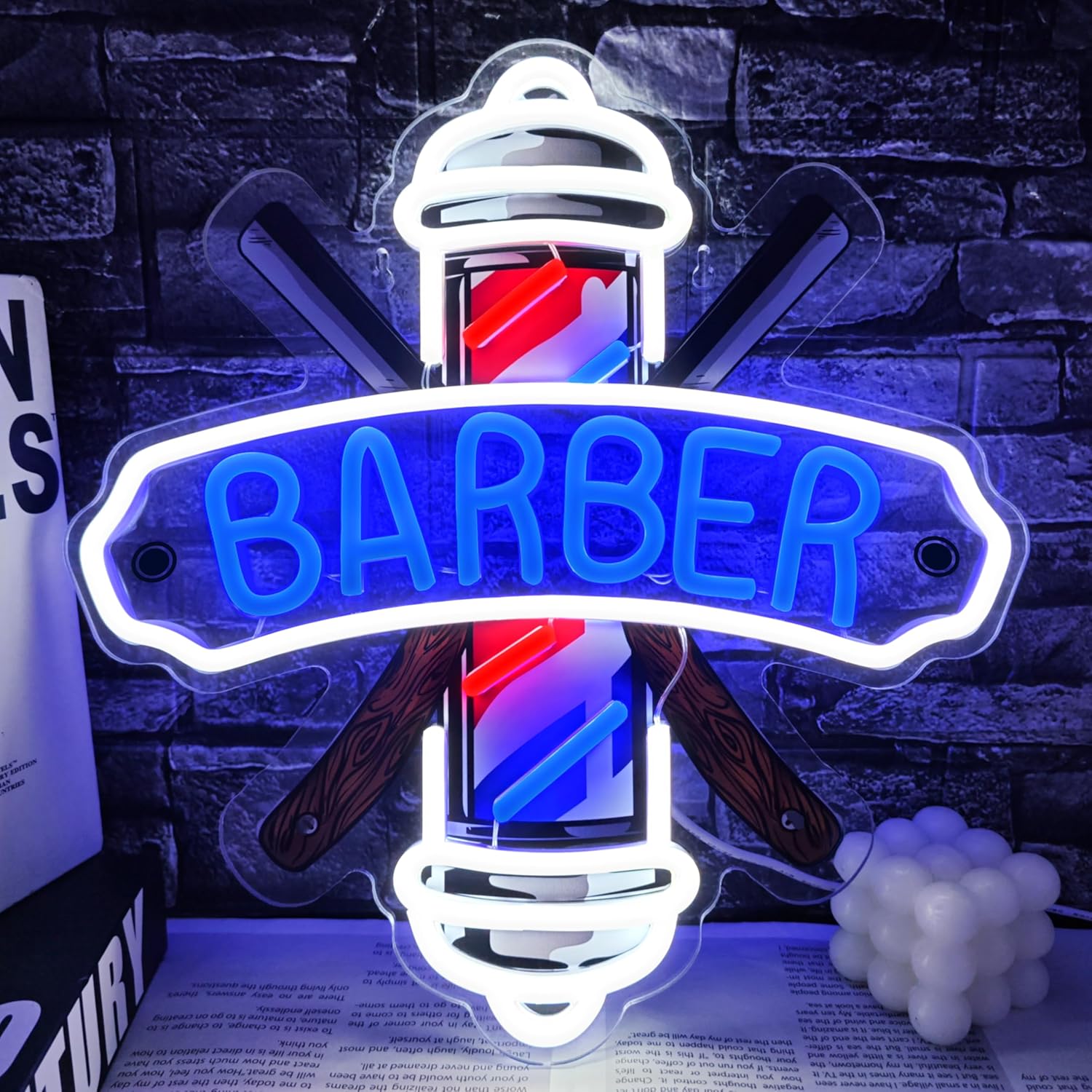 Letrero de neón de barbería para decoración de barberías y salones...