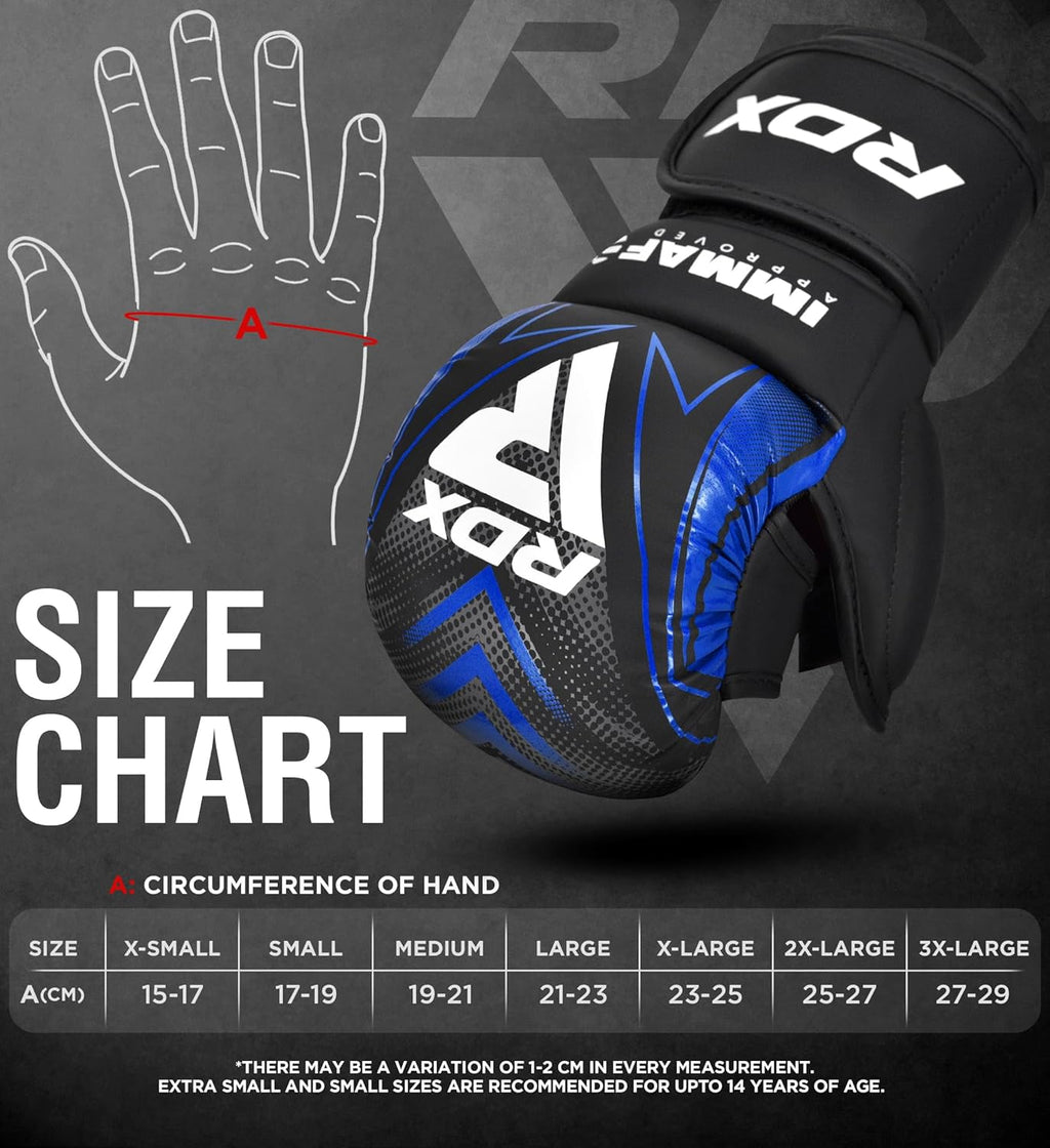 RDX IMMAF - Guantes de agarre de sparring aprobados, diseño híbrido...