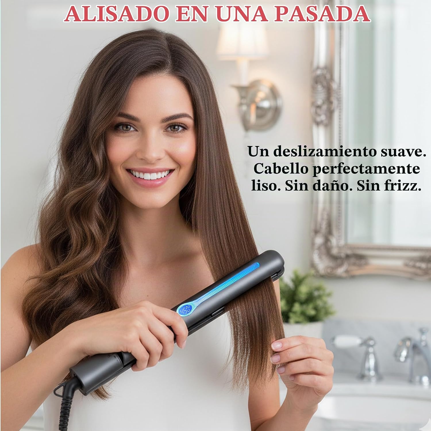 NITION Plancha de pelo de cerámica turmalina LCD. Plancha plana MCH...