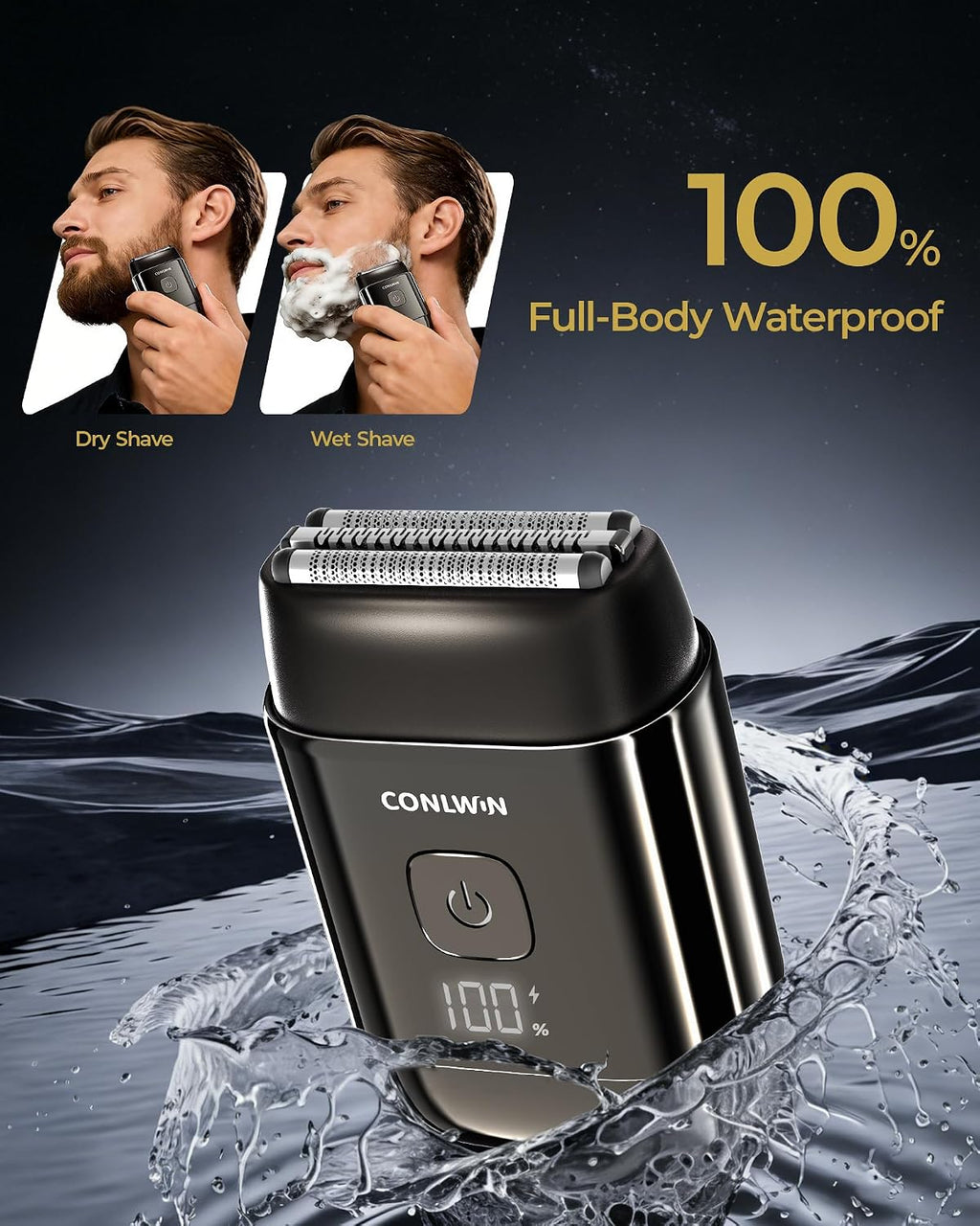 CONLWIN Afeitadoras eléctricas de aluminio para hombres, mini maqui...