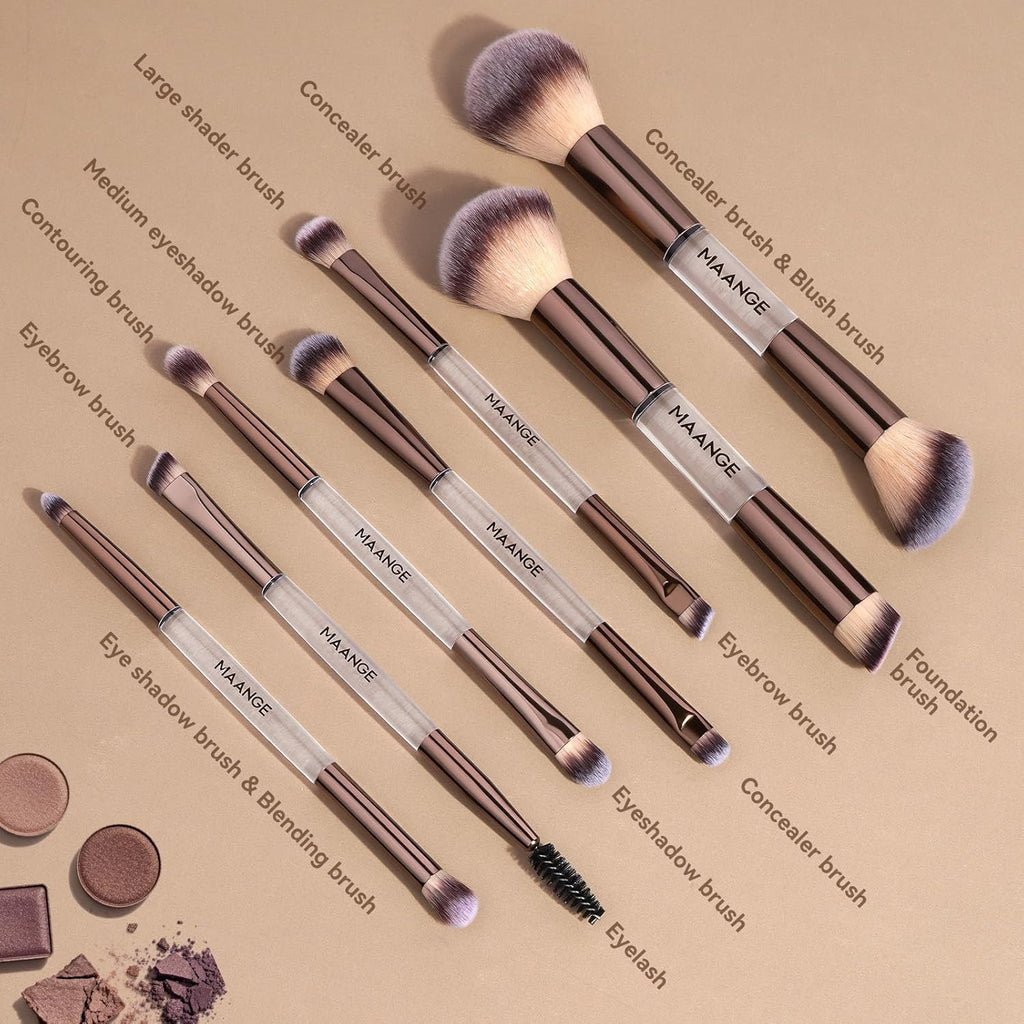 MAANGE Juego de 7 pinceles de maquillaje con bolsa, brochas de maqu...