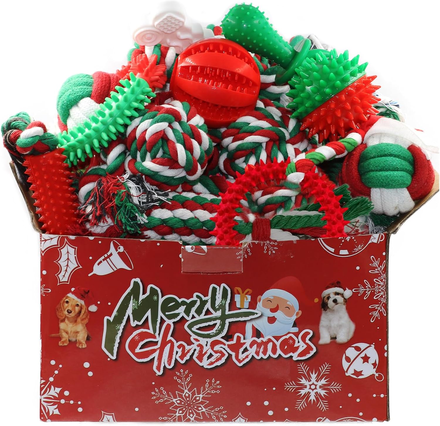 Beiker Paquete de 15 juguetes de Navidad para perros, juguetes mast...