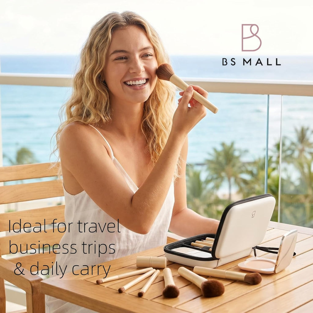Brochas de maquillaje profesionales BS-MALL con estuche de viaje \u...
