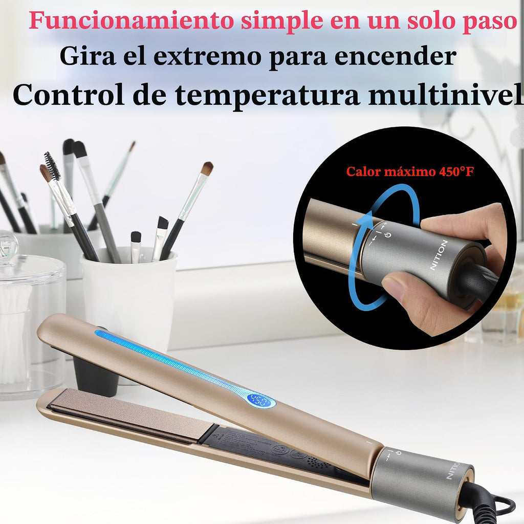 NITION - Plancha profesional de titanio para cabello, para un estil...