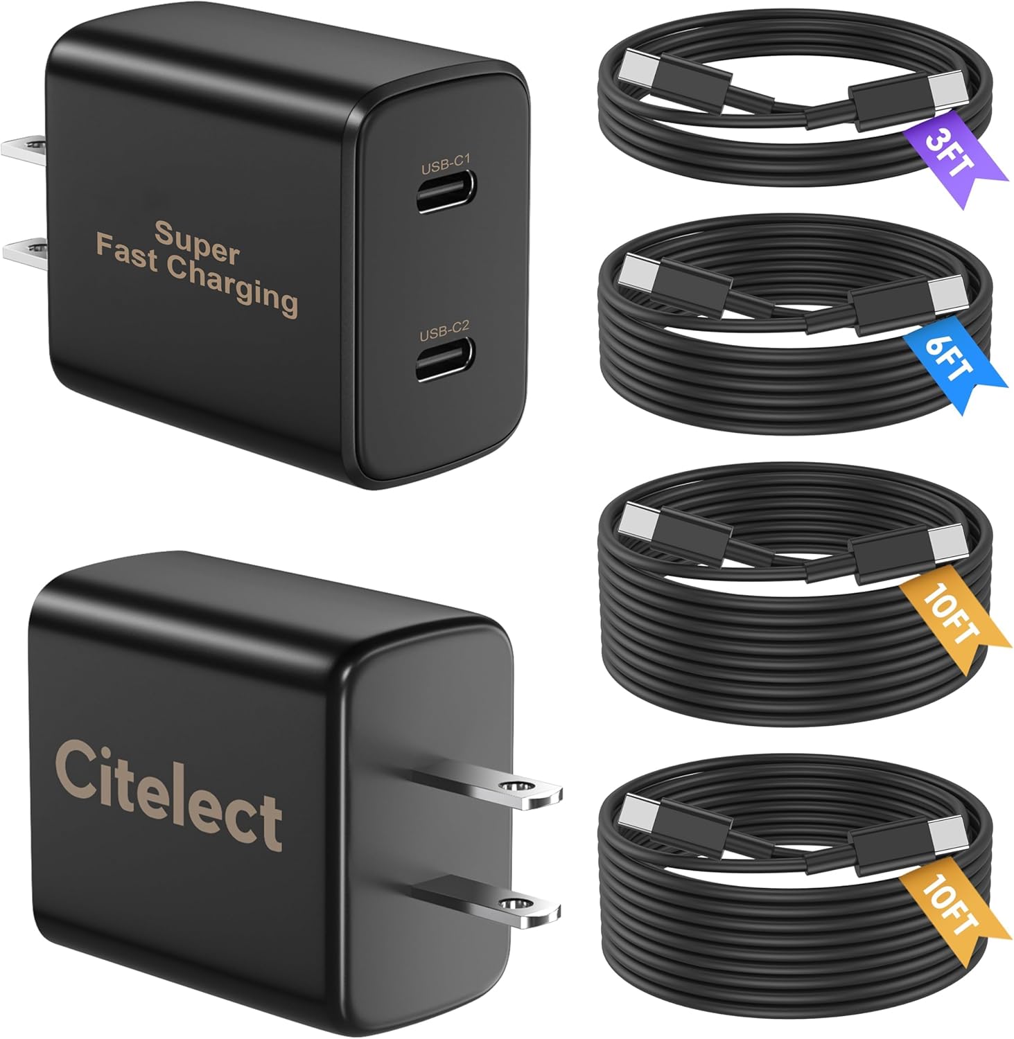 Cargador Samsung tipo C súper rápido, paquete de 2 unidades de dobl...