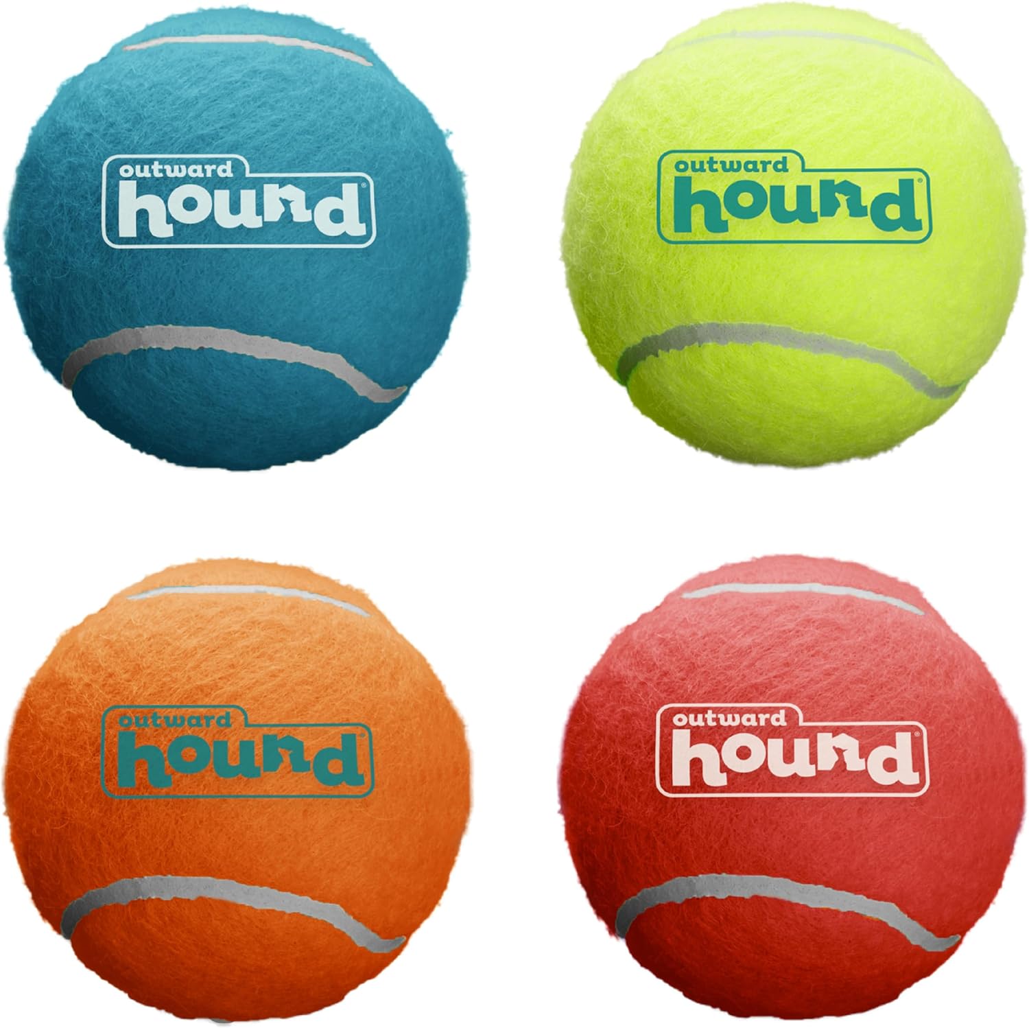 Outward Hound Squeaker Ballz - Juego de 4 pelotas de tenis para per...