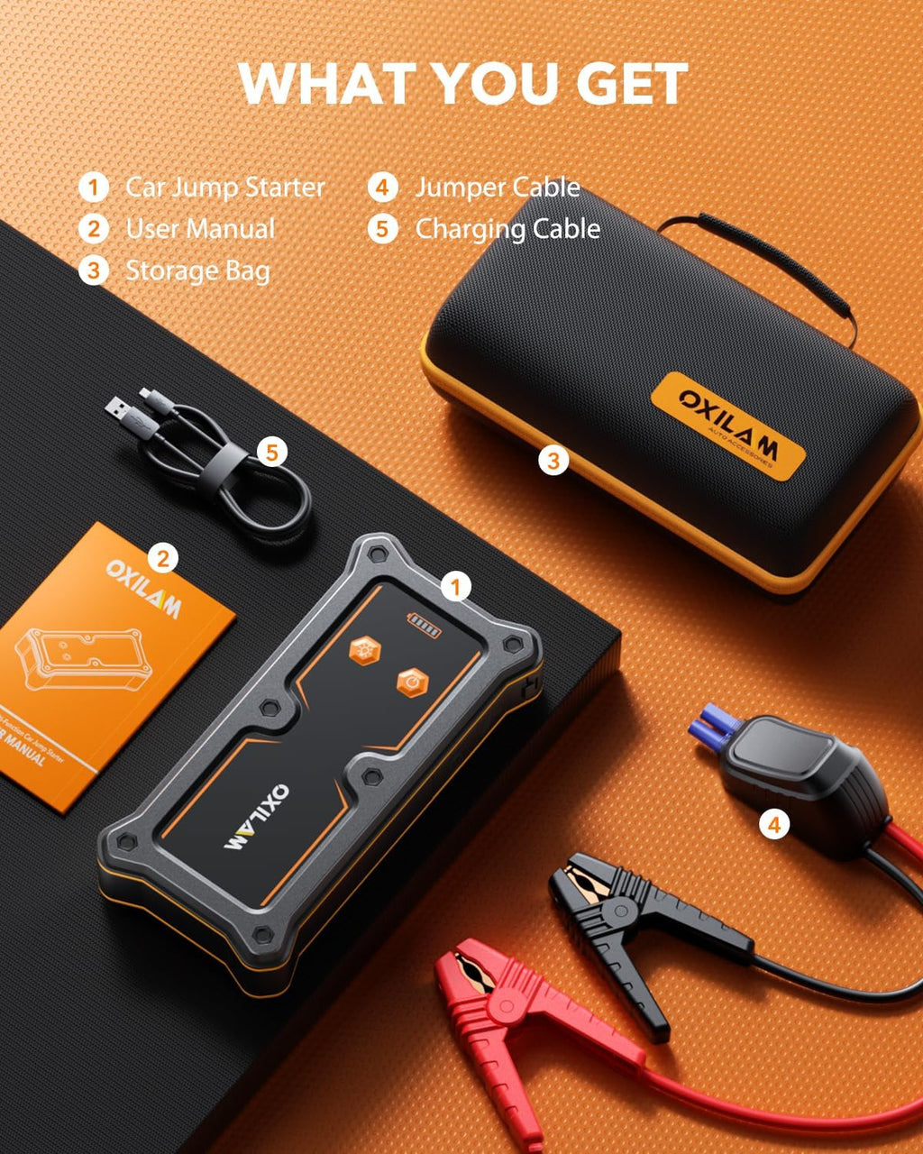 OXILAM Arrancador de 8000A - Arrancador portátil para automóvil par...